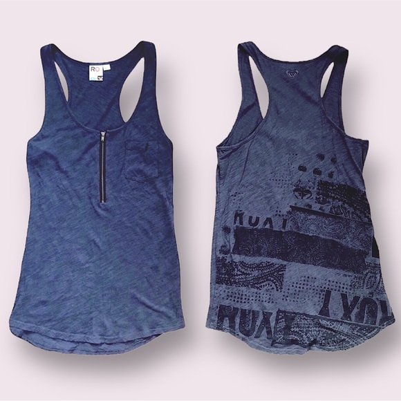 Roxy Tops - Roxy Navy Logo Tunic Tank